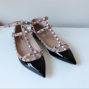 Valentino Rockstud Caged Flats (black patent)
